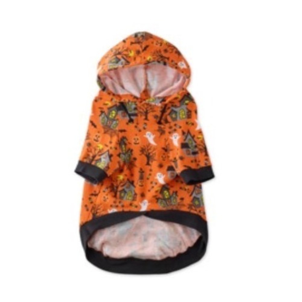 Pet Passion Rocky Halloween Haunted House Organic Cotton Hoodie Orange XXS